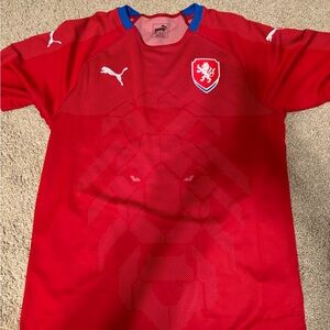 Puma Czech Republic Red Soccer Jersey with Lion Design